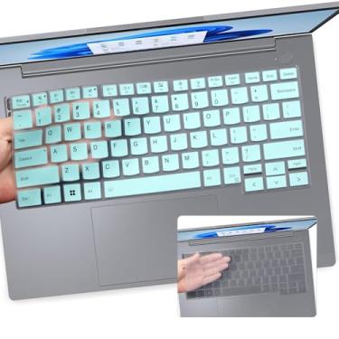 Imagem de 2 peças de capa para teclado Lenovo ThinkBook 14 G6 G6+ G7 35.6 cm 2024 2023 - azul quente + transparente