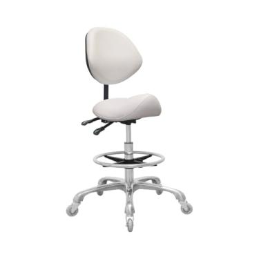 Imagem de Nazalus Cadeira de selim com apoio para os pés, resistente (158 kg), cadeira hidráulica giratória ajustável para salão de beleza, spa, massagem odontológica, uso em escritório em casa (branca)
