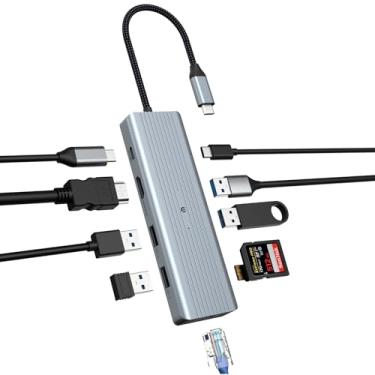 Imagem de Estação de ancoragem adaptador USB C 10 em 1, Tymyp4K HDMI, LAN RJ45, USB C 3.0, 100W PD, 2 USB A 3.0, 2 USB 2.0, SD/TF para Mac Pro/Air/Windows Surface Pro 7