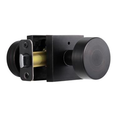 Imagem de Maçanetas interiores de privacidade de bronze polido a óleo com fechadura, maçanetas quadradas resistentes, maçaneta vintage para quarto, banheiro, maçaneta de porta com trava, bronze antigo