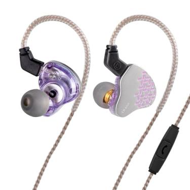 Imagem de Kinboofi Fone de ouvido intra-auricular KBEAR Rosefinch, com cancelamento de ruído, placa frontal de liga de zinco de nível aviacional, fones de ouvido com fio com cabo destacável para cantor (roxo