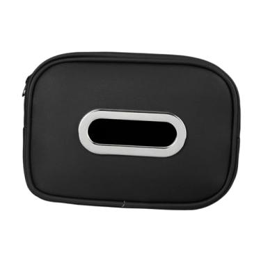 Imagem de Bothyi Suporte genérico de tecido para carro, couro pu, caixa de tecido, guardanapo, suporte de tecido no banco traseiro do carro para caminhões, Preto