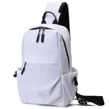 Imagem de Mochila masculina feminina Sling Bag Leve Resistente à Água Peito Ombro Crossbody Bolsas para Caminhada Viagem Ciclismo, Branco, One Size