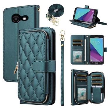 Imagem de Furiet Argyle Capa carteira para Samsung Galaxy J7 Prime 2017 J 7 Skypro Sky Pro J7V V S727VL com alça de pulso, 9 + compartimentos para cartões com zíper capa de telefone para Halo 7J Perx J7prime