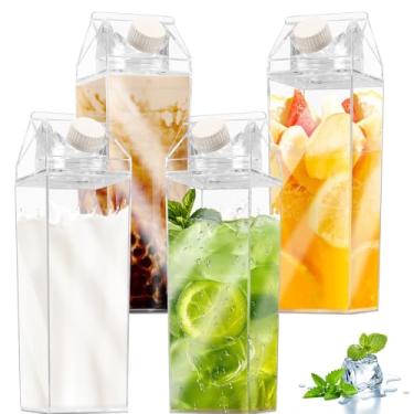 Imagem de Huralay 4 Copos de Leite 1000ML, Garrafa de Água Geladeira, Transparente