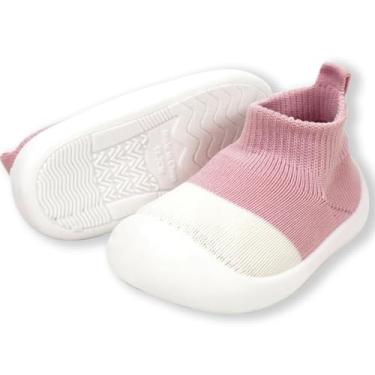 Imagem de BaErSan Uinsex Tênis infantil para primeira caminhada, sola de entulho, macio, para bebês, meninas, antiderrapante, para bebês, meninos, leve, Rosa - 1, 12-18 Months Toddler