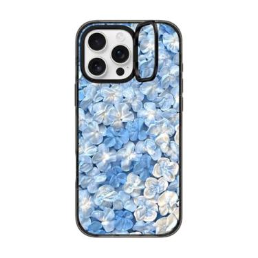 Imagem de CASETiFY Capa com suporte de anel de impacto para iPhone 16 Pro Max [suporte/2 m. 3 x proteção contra quedas de grau militar/compatível com Magsafe] - Hortênsia azul - preto transparente