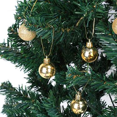 Imagem de 24 Peças 6 Cores Árvore De Natal Pendurado Glitter Ornamento Bolas Baubles Para Decorações De Casamento De Festa - Ouro (Ouro)