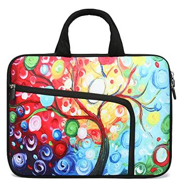 Imagem de Capa para laptop 11 11,6 12 12 12,1 12,1 12,5 polegadas, capa para Chromebook Ultrabook, capa para notebook, bolsa mensageiro, capa de neoprene para adultos, homens e mulheres, dois bolsos (árvore