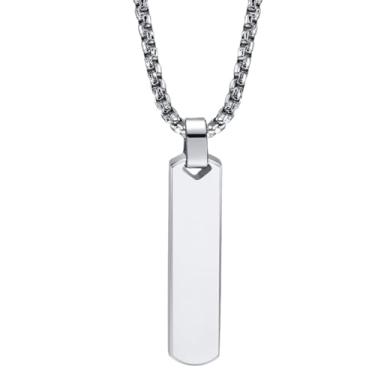 Imagem de Colar Masculino "Confidence" em Aço Inoxidável Prata com Pingente Minimalista Estilo Barra 60cm – Design Moderno, Estilo e Autoconfiança – Acompanha Bolsa de Veludo