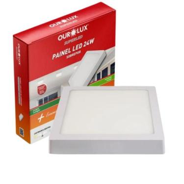Imagem de Luminária Led Quadrada Sobrepor 24w 4000k Bivolt - OUROLUX, Bivolt