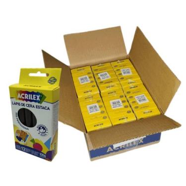 Imagem de 36 Cxs Lápis De Cera Estaca Preto - Acrilex