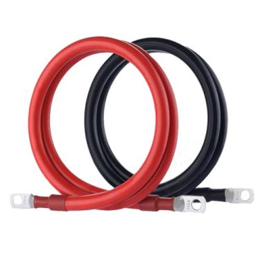 Imagem de SLGAHGS Cabos de Bateria 4 Gauge Power Inverter Wire Set 4 Awg-1 Ft Cabo de Cobre Puro com Terminais de 3/8"(1 Preto e 1 Vermelho) para Carro Marinho Solar Atv Cortador de Grama Rv (1 Pé, 4Awg)