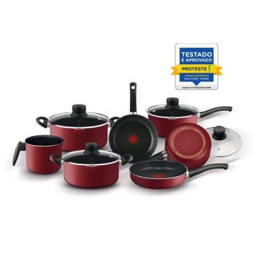 Imagem de Jogo de Panelas Antiaderentes Rochedo Smart Vermelho com 7 peças