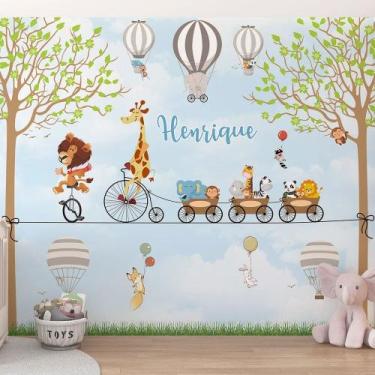 Imagem de Papel de Parede Infantil Animais e Bicicletas AL 22 - AloPapers, 3,50m