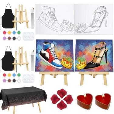 Imagem de Nuberlic Kit de pintura para encontros noturnos para casais, kit de pintura para adultos, casais, tela pré-desenhada para pintar, para adultos, rei, rainha, casal, dia dos namorados, festa noturna, 2
