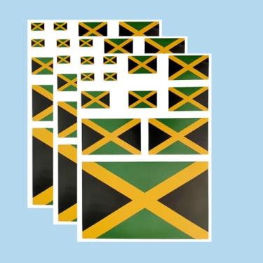 Imagem de Ruoming Ruoming Conjunto de adesivos de bandeira nacional de 3 peças, vários tamanhos, 3 folhas (Jamaica)