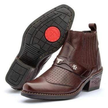 Imagem de Bota Masculina Texana Country Cano Curto Couro Legitimo Rock Botina - 