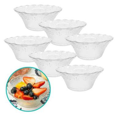 Imagem de Kit 6 Tigela Bowl De Vidro Redonda Sobremesa Saladeira Travessa Fruta 