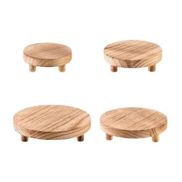 Imagem de Dualoai 4 Suportes de Pedestal de Madeira, Display Decorativo de Banco Redondo para Balcão Interno E Externo