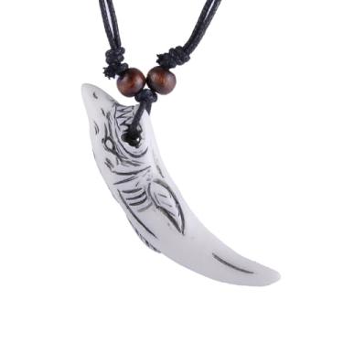 Imagem de Estilo étnico praia surfista resina animal tubarão lobo estilo colar com pingente de contas feito à mão com resina, corda ajustável, acessórios masculinos e femininos, sem pedras preciosas, Standard,