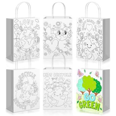 Imagem de Saypacck 24 peças de sacos para colorir o seu próprio dia da terra, reutilizáveis, para colorir o dia da terra, sacos de presente, reciclagem, reutilização, amor, terra, sacos de doces, sacos verdes