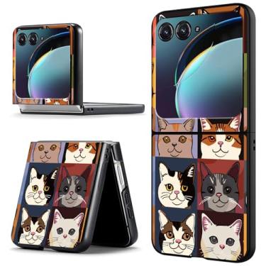 Imagem de ACWDMKH Capa para Motorola Moto Razr 2024, capa protetora para celular Moto Razr 50 fofa e fina em policarbonato ultrafina, antiarranhões, à prova de choque, desenho de gato