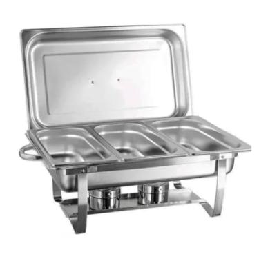 Imagem de Rechaud Retangular 9L Gourmet Buffet Aço Inox Brinovar (3 Cubas)