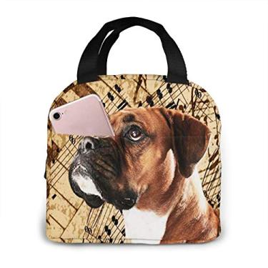 Imagem de Insulated Lunch Bag for Women Men Boys Girls Lovely Boxer Dog Music Notes Piano, Reusable Lunch Tote Lunch Box Organizer Cooler Bag Container for School Work Travel Picnic