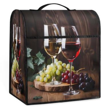 Imagem de DXTKWL Tampa de batedeira copo de vinho tinto uvas suporte de cozinha capa para batedeira 5-8 litros com bolsos cafeteira liquidificador capa contra poeira capas de eletrodomésticos