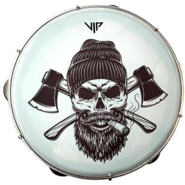Imagem de Pandeiro 10 Polegadas Pele Leitosa Vip Caveira Machado - VIP Percurssi
