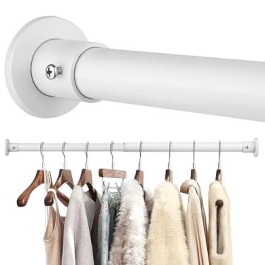 Imagem de Varas de armário para pendurar roupas, haste ajustável para armário de 43 a 162 cm, haste de pendurar em armário resistente de aço inoxidável - branca