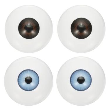 Imagem de PATIKIL Olhos de boneca de 30 mm, 4 peças de olhos acrílicos realistas de plástico para bonecas, máscaras, adereços de Halloween, artesanato, azul claro/marrom escuro