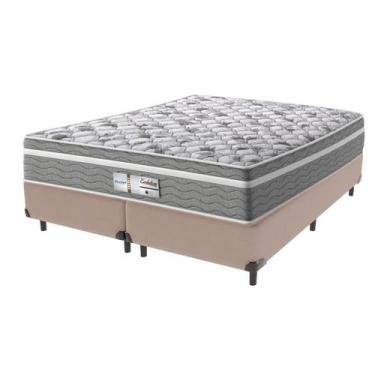 Imagem de Cama Box Queen Bege + Colchão Evolution Molas Ensacadas Probel