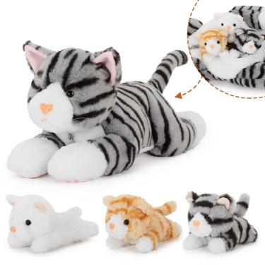 Imagem de Conjunto de brinquedos de pelúcia Muiteiur Cat com 3 gatinhos para crianças e namorados