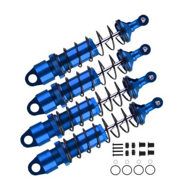 Imagem de RCMYou Amortecedor de amortecedor RC peça para 1/8 Traxxas Sledge 4WD #95076-4, 4 peças liga frontal traseira grande furo totalmente de metal ajustável RC amortecedor de choque, azul marinho