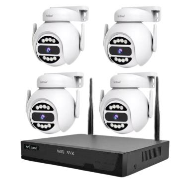 Imagem de 4 Cameras e NVR Full HD 4MP IP Domo Segurança Wi-Fi 5G PTZ Vídeo Sem Fio Detecção de Movimento
