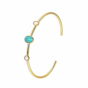 Imagem de Lit Wall Bracelete de opala para mulheres banhado a ouro 18 K ajustável minimalista pulseira opala ouro pulseira para mulheres, Cobre, Zircônia cúbica