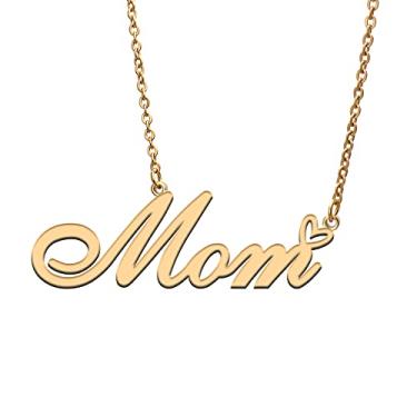 Imagem de RONKAH Colar de nome personalizado personalizado com coração colar de nome personalizado para mulheres colar de moda pessoal melhor presente para menina, mãe, filha, amizade, Natal, aniversário,