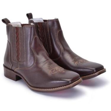 Imagem de Bota Botina Country Texana Feminina Masculina em Couro Cor:;Tamanho:42;Gênero:Unissex-Unissex