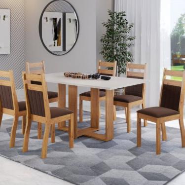 Imagem de Mesa De Jantar Retangular Linz 1,60x80 Com 6 Cadeiras Sicilia