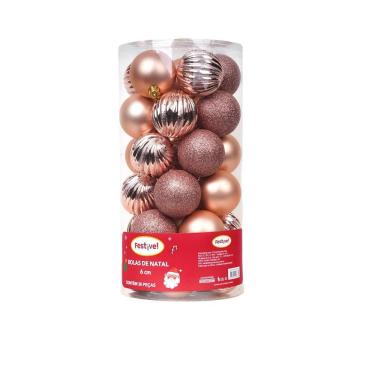 Imagem de Conjunto com 30 Bolas de 6cm Rose Gold para Árvore de Natal - Festive