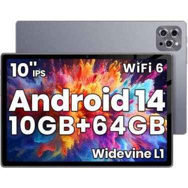 Imagem de Tablet Tuotatop 2025 10.2" Android 14 10 GB RAM 64 GB ROM cinza