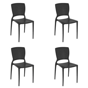 Imagem de 4 Cadeiras Cozinha Jantar Tramontina Safira em Polipropileno Preto