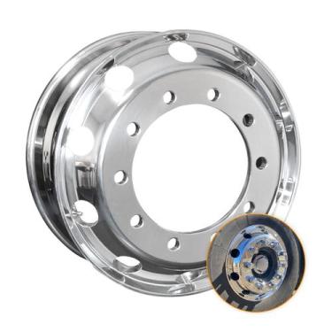 Imagem de Roda de Alumínio Caminhão Alto Brilho Interno e Externo Borda Larga Ar