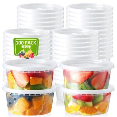 Imagem de Deli Containers NEEBAKE de plástico de 8 onças/240 ml com tampas (paco