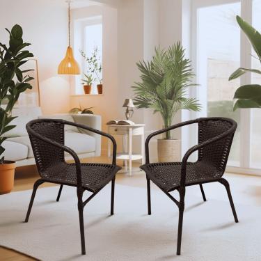 Imagem de Cadeiras de Jardim Ravena Fibra Sintética com Estrutura de Aço para Varanda e Área Externa 2 unidades