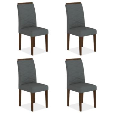 Imagem de Kit 4 Cadeiras Estofadas Everest Comfort Imbuia/suede Cinza - Ma Imbuia/suede Cinza