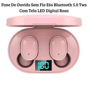 Imagem de Fone De Ouvido Sem Fio E6s Bluetooth 5.0 Tws Com Tela LED Digital Rosa