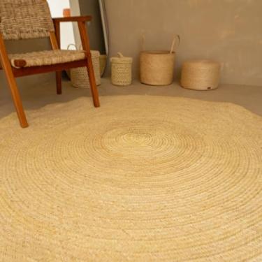Imagem de Tapete Palha Fibra Natural Artesanal Redondo Rustico 1,20m